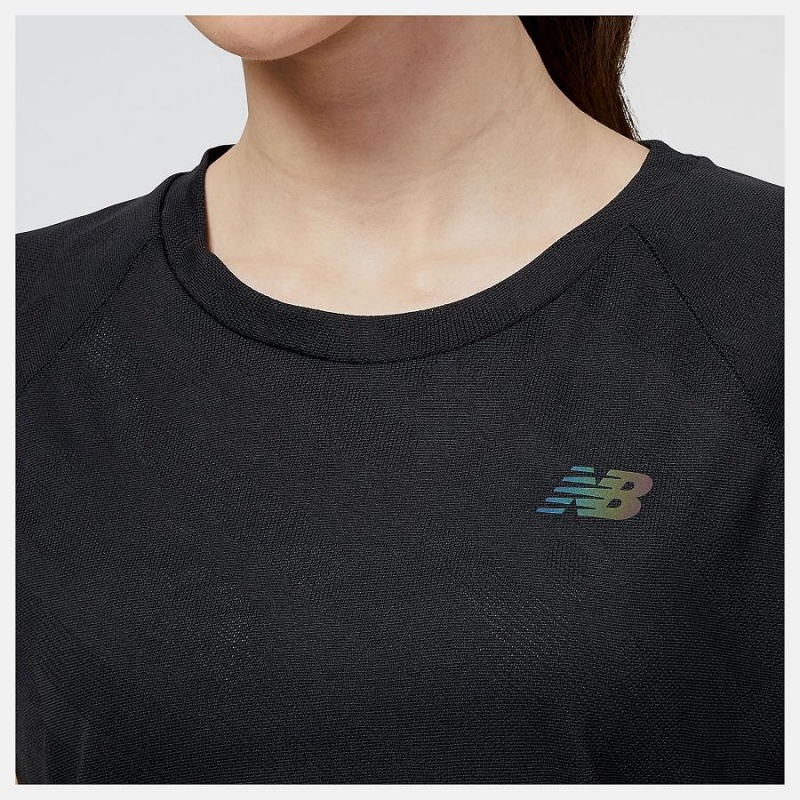 Tops New Balance Q Speed Jacquard Sleeve Mujer Negras | EC 2231BC