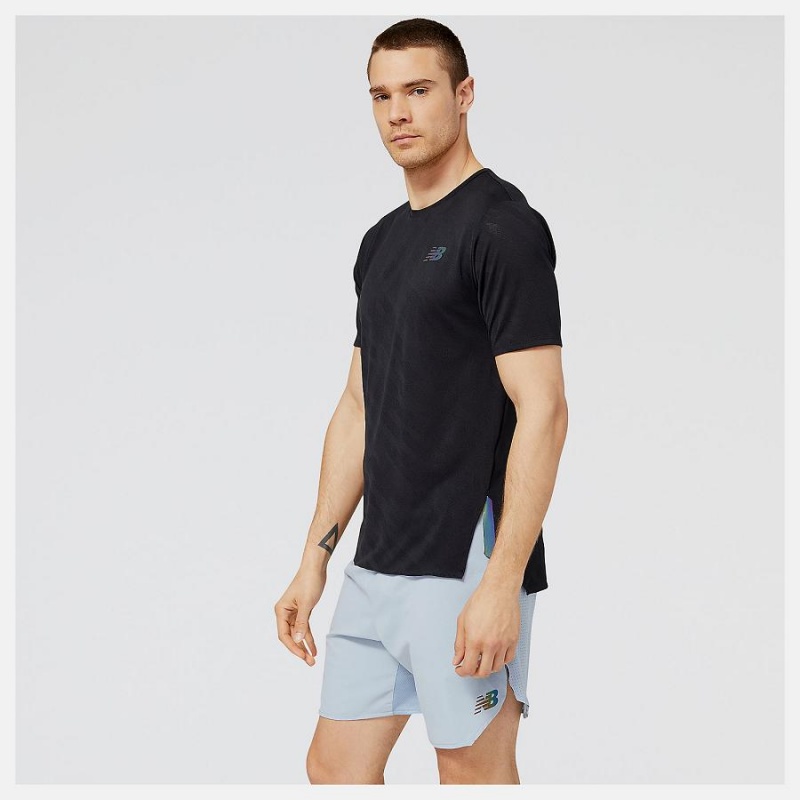 Tops New Balance Q Speed Jacquard Sleeve Hombre Negras | EC 1560EX