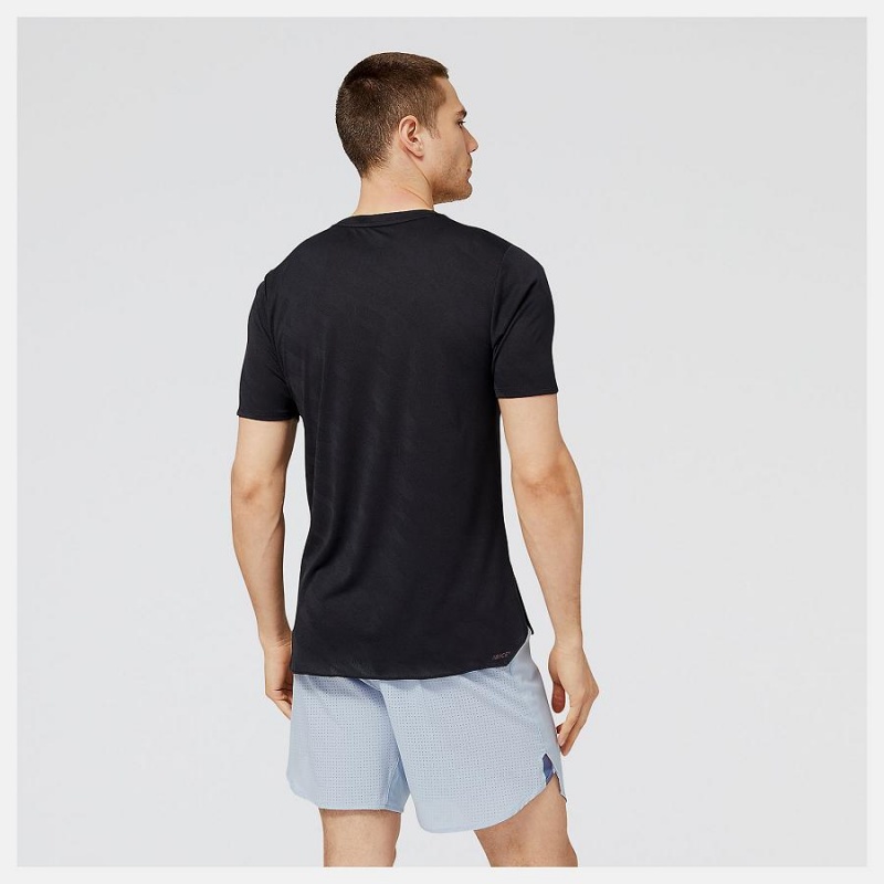Tops New Balance Q Speed Jacquard Sleeve Hombre Negras | EC 1560EX