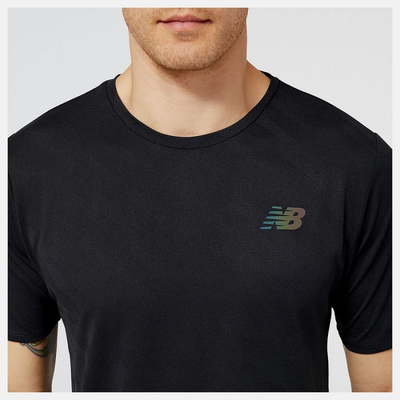 Tops New Balance Q Speed Jacquard Sleeve Hombre Negras | EC 1560EX