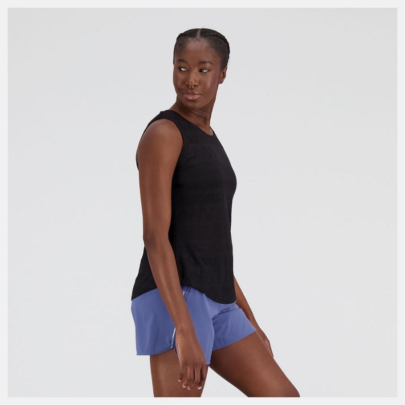 Tops New Balance Q Speed Jacquard Tank Mujer Negras | EC 2232NB