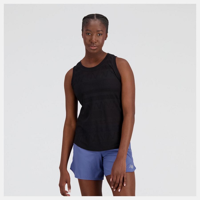 Tops New Balance Q Speed Jacquard Tank Mujer Negras | EC 2232NB
