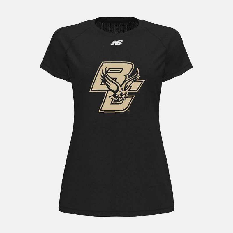 Tops New Balance Raglan Tech(Boston College) Mujer Negras | EC 2260QZ