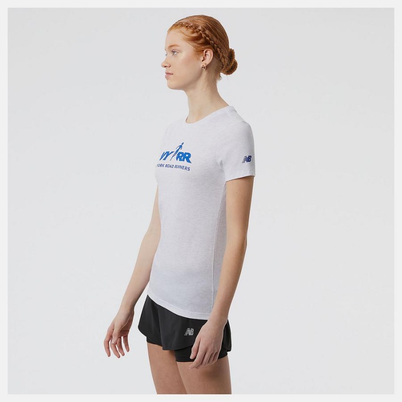 Tops New Balance Run For Life Estampadas Sleeve Mujer Blancas | EC 2240UT