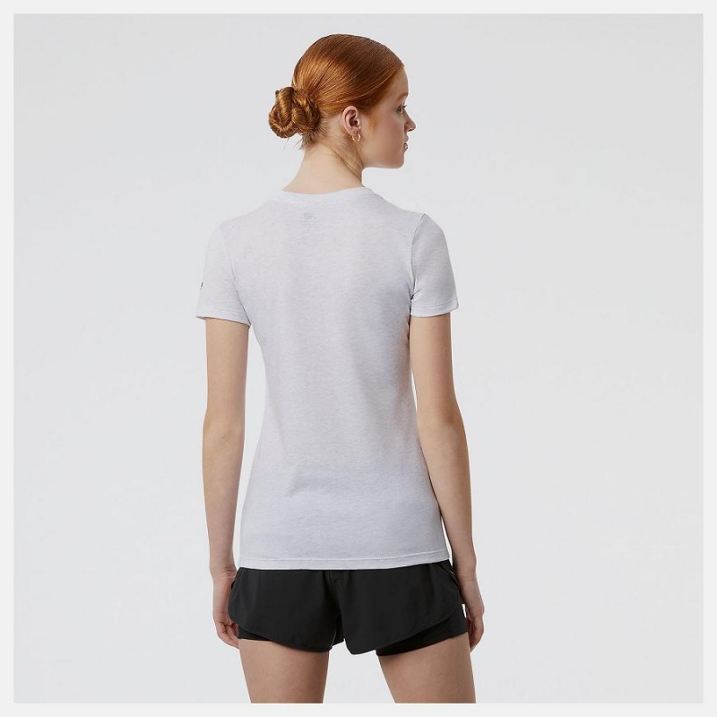 Tops New Balance Run For Life Estampadas Sleeve Mujer Blancas | EC 2240UT