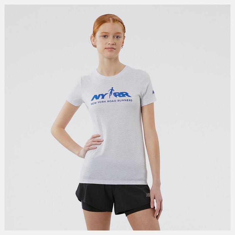 Tops New Balance Run For Life Estampadas Sleeve Mujer Blancas | EC 2240UT