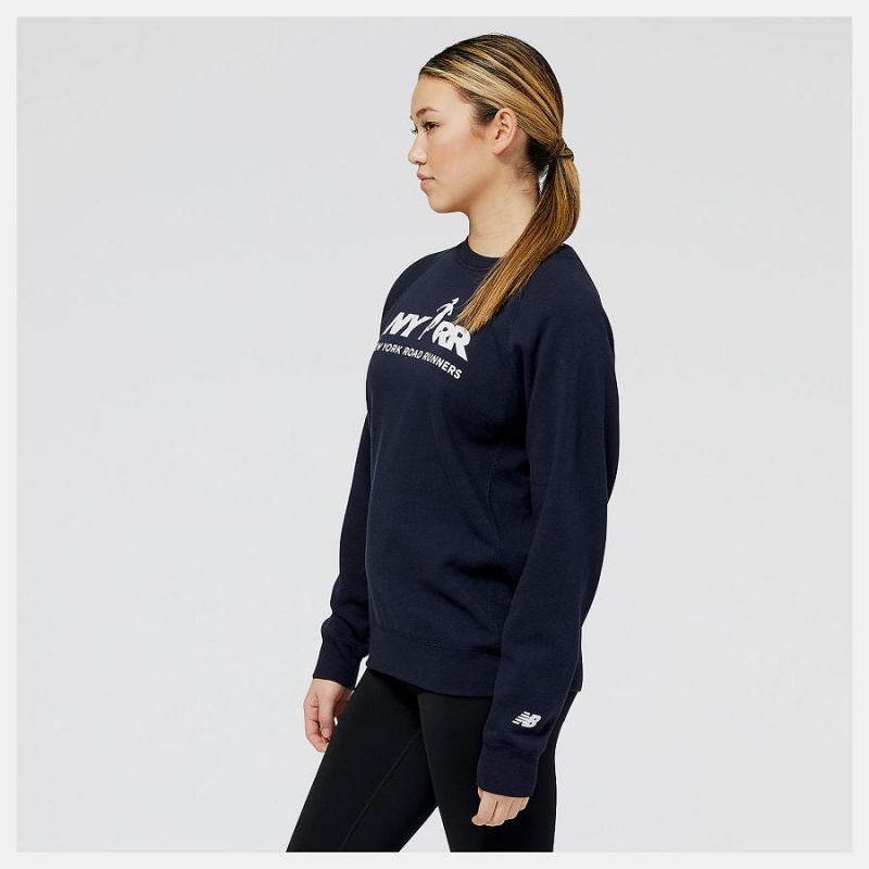 Tops New Balance Run For Life Estampadas Crew Sweatshirt Mujer Azul Marino | EC 2238TV