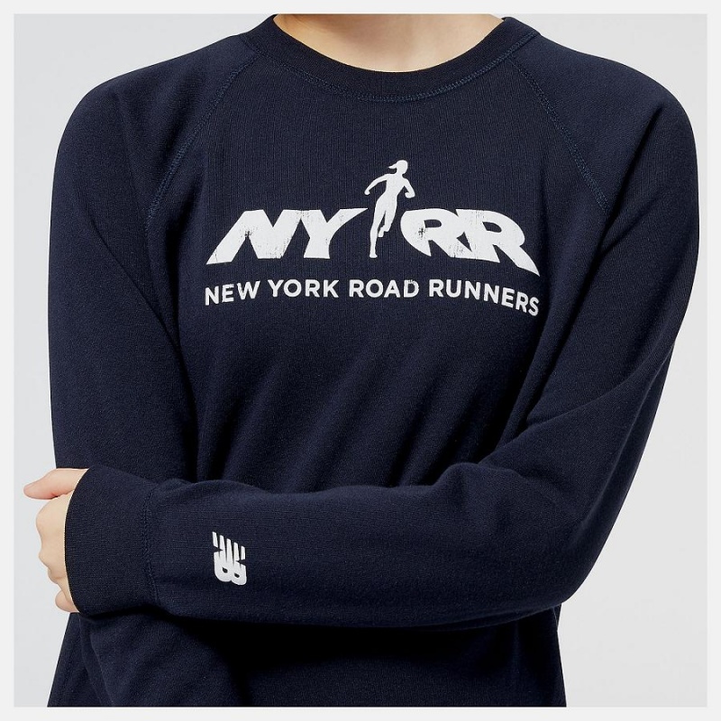 Tops New Balance Run For Life Estampadas Crew Sweatshirt Mujer Azul Marino | EC 2238TV