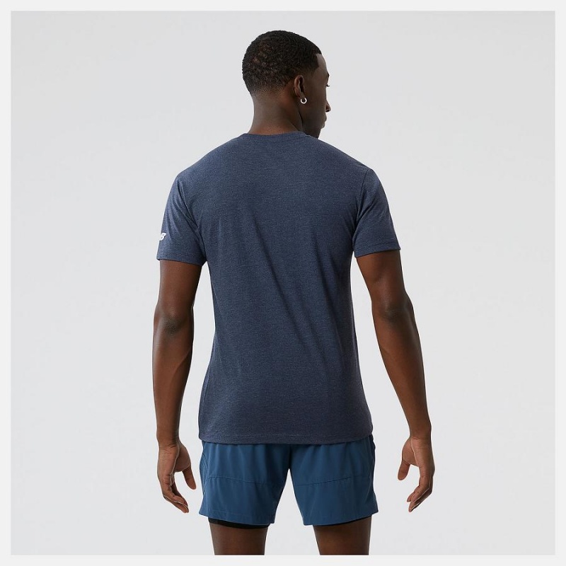 Tops New Balance Run For Life Estampadas Sleeve Hombre Azul Marino | EC 1570DN