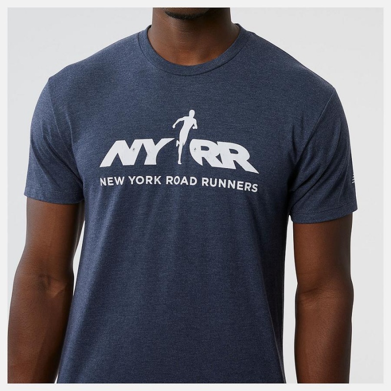 Tops New Balance Run For Life Estampadas Sleeve Hombre Azul Marino | EC 1570DN