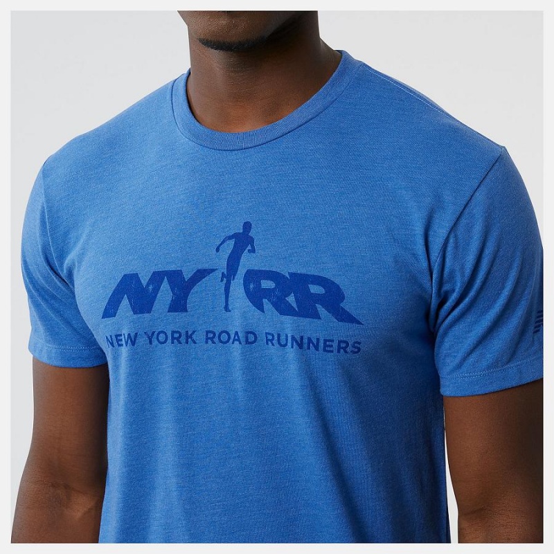 Tops New Balance Run For Life Estampadas Sleeve Hombre Azules | EC 1569SO