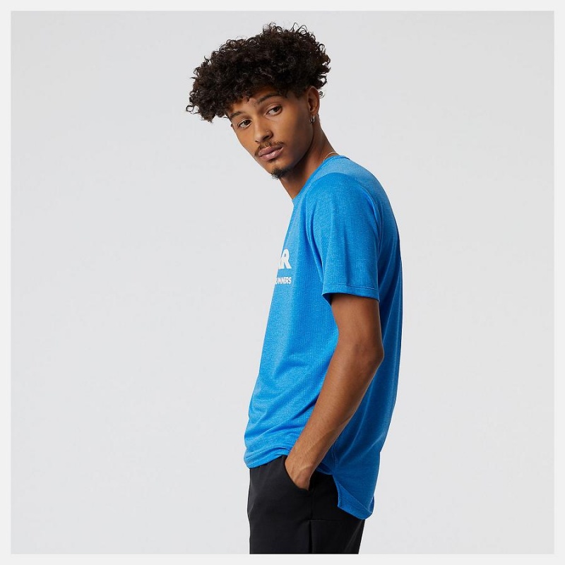 Tops New Balance Run For Life Estampadas Impact Run Sleeve Hombre Azules | EC 1568AP