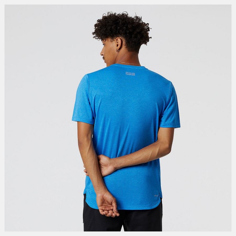 Tops New Balance Run For Life Estampadas Impact Run Sleeve Hombre Azules | EC 1568AP