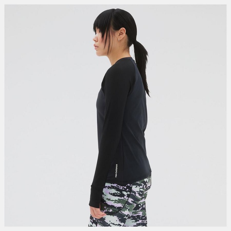 Tops New Balance Shape Shield Long Sleeve Mujer Negras | EC 2244AP
