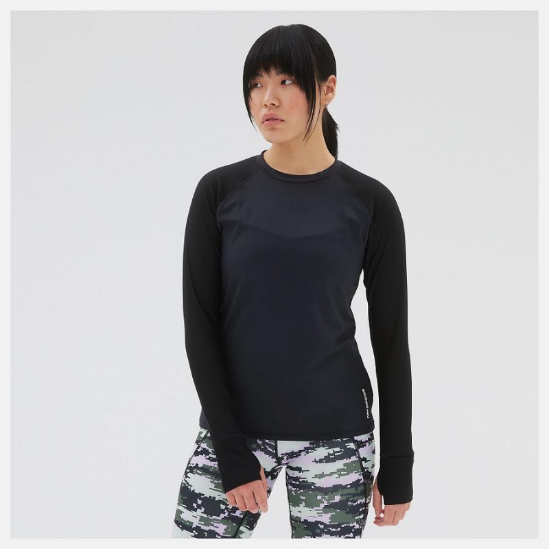 Tops New Balance Shape Shield Long Sleeve Mujer Negras | EC 2244AP