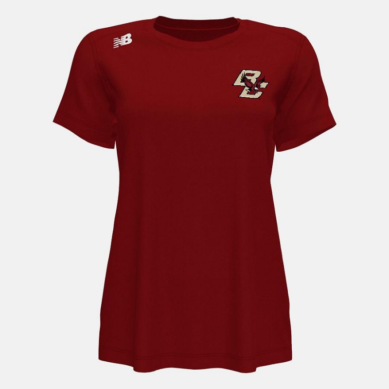 Tops New Balance Short Sleeve Tech(Boston College) Mujer Rojas | EC 2248GL