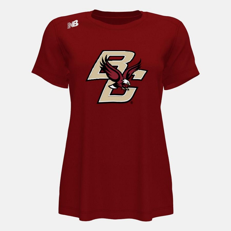 Tops New Balance Short Sleeve Tech(Boston College) Mujer Burdeos | EC 2247FM