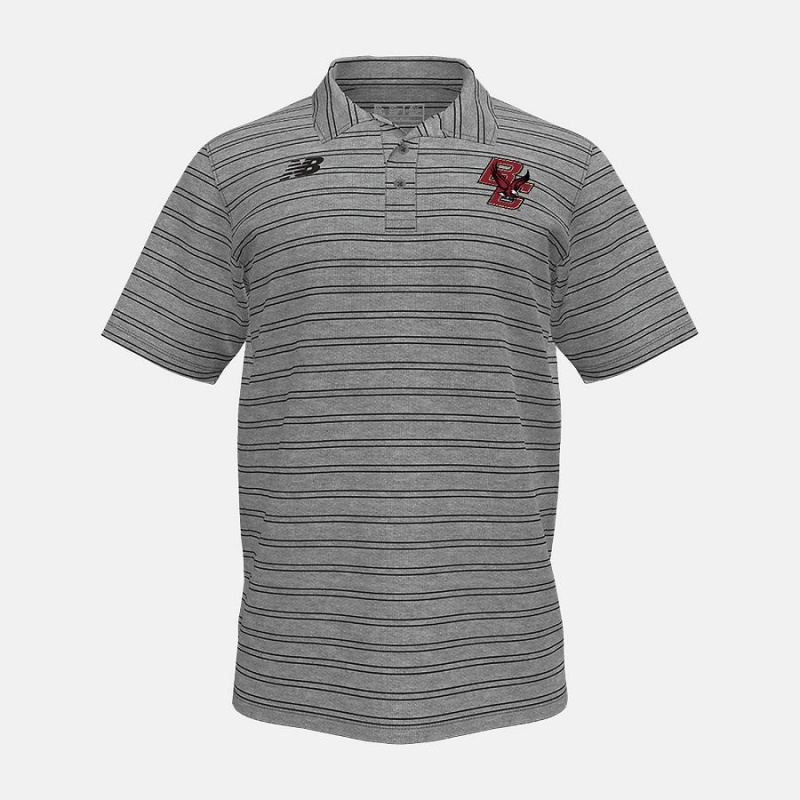 Tops New Balance Stripe Polo(Boston College) Hombre Plateadas | EC 1578XF