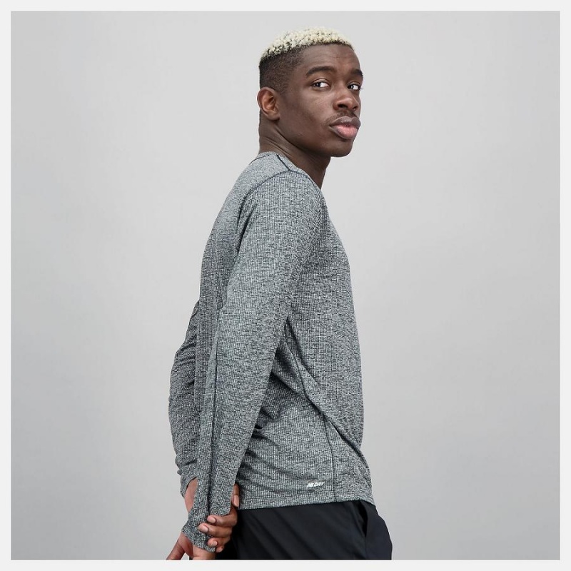 Tops New Balance Tenacity Long Sleeve Hombre Plateadas | EC 1582NB
