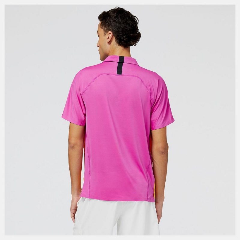 Tops New Balance Tournament Polo Hombre Rosas | EC 1586EX