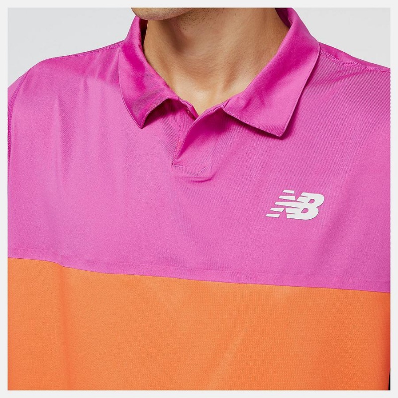 Tops New Balance Tournament Polo Hombre Rosas | EC 1586EX