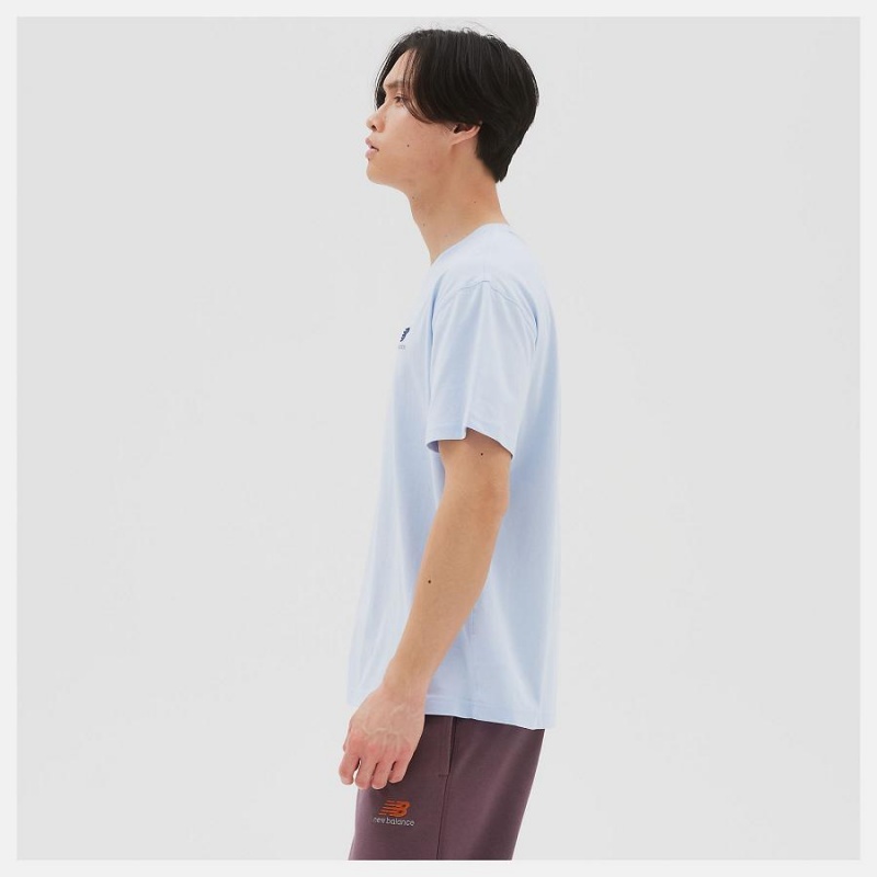 Tops New Balance Uni-ssentials Cotton T-Shirt Hombre Azules | EC 1587RW
