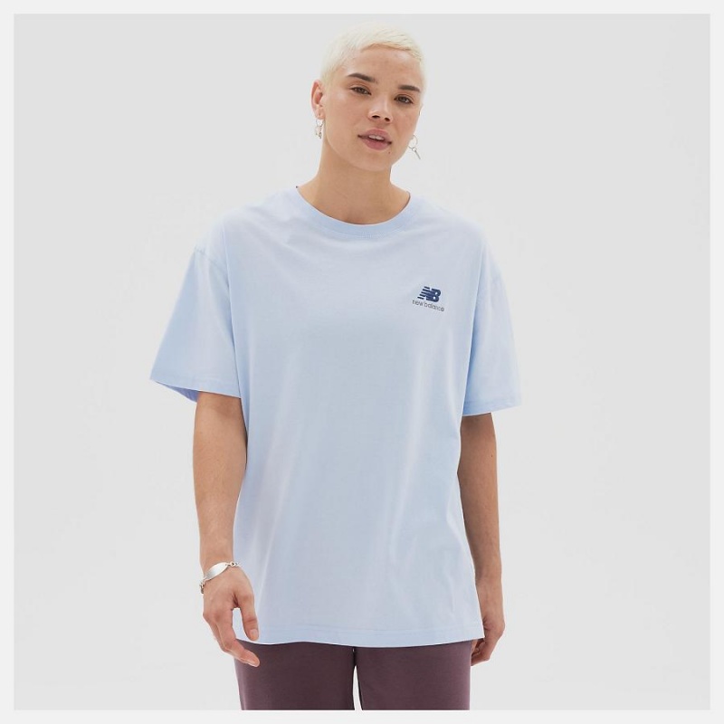Tops New Balance Uni-ssentials Cotton T-Shirt Hombre Azules | EC 1587RW