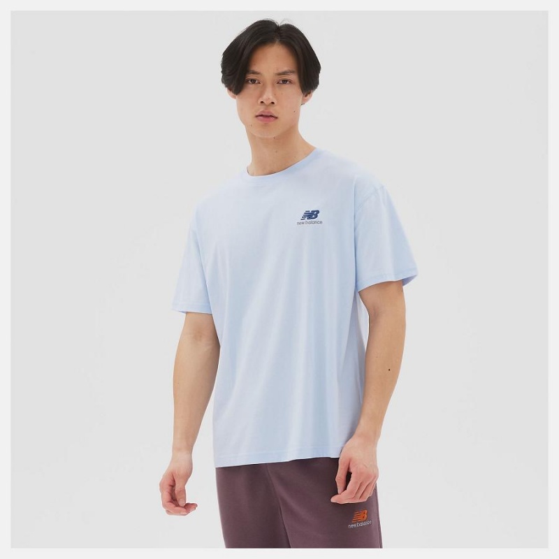 Tops New Balance Uni-ssentials Cotton T-Shirt Hombre Azules | EC 1587RW