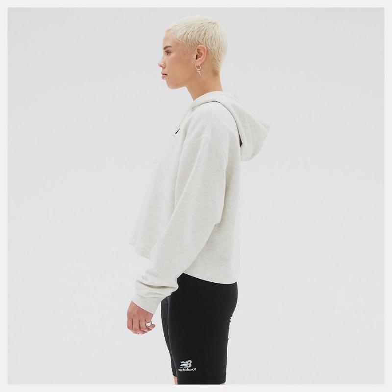 Tops New Balance Uni-ssentials French Terry Crop Mujer Blancas | EC 2257BC
