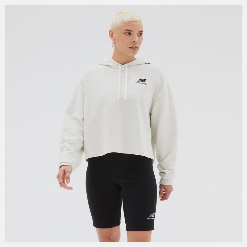 Tops New Balance Uni-ssentials French Terry Crop Mujer Blancas | EC 2257BC