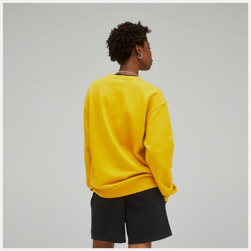 Tops New Balance Uni-ssentials French Terry Crewneck Sweatshirt Mujer Amarillo | EC 2256VD