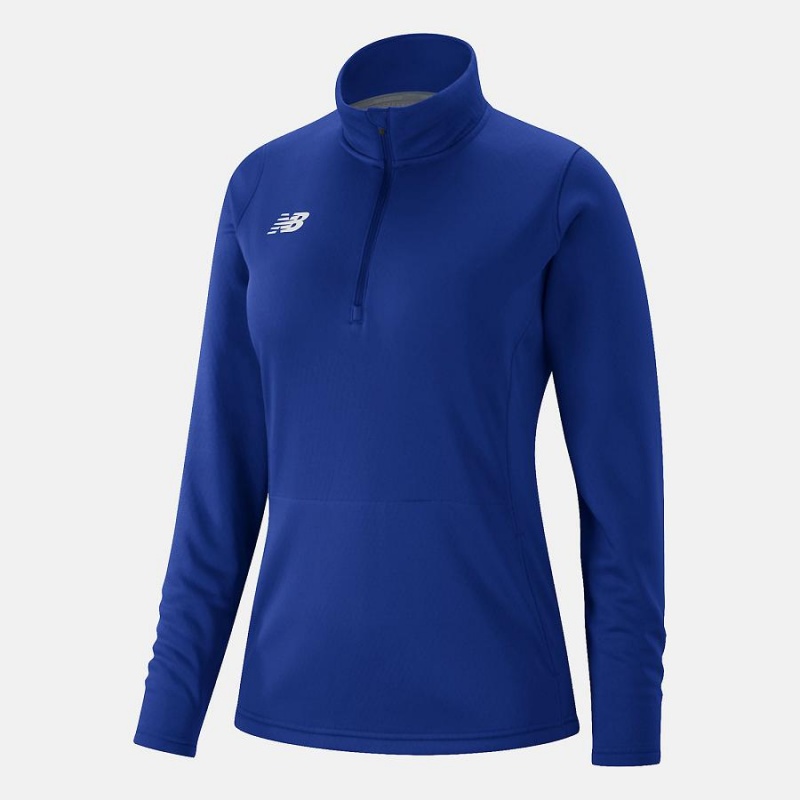 Tops New Balance Womens Thermal Half Zip Mujer Azules | EC 2261WY