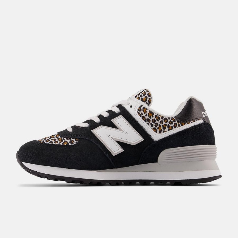 Zapatillas Lifestyle New Balance 574 Mujer Negras Blancas | EC 2291YU