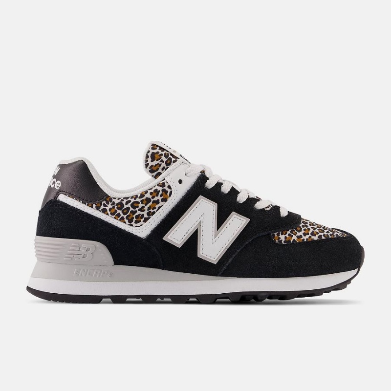 Zapatillas Lifestyle New Balance 574 Mujer Negras Blancas | EC 2291YU