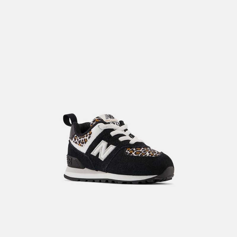 Zapatos New Balance 574 Bungee Lace Niños Negras Blancas | EC 1165BC