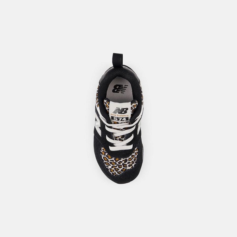 Zapatos New Balance 574 Bungee Lace Niños Negras Blancas | EC 1165BC