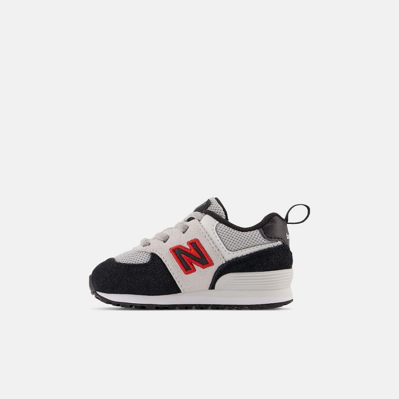 Zapatos New Balance 574 Bungee Lace Niños Negras Blancas | EC 1164VD