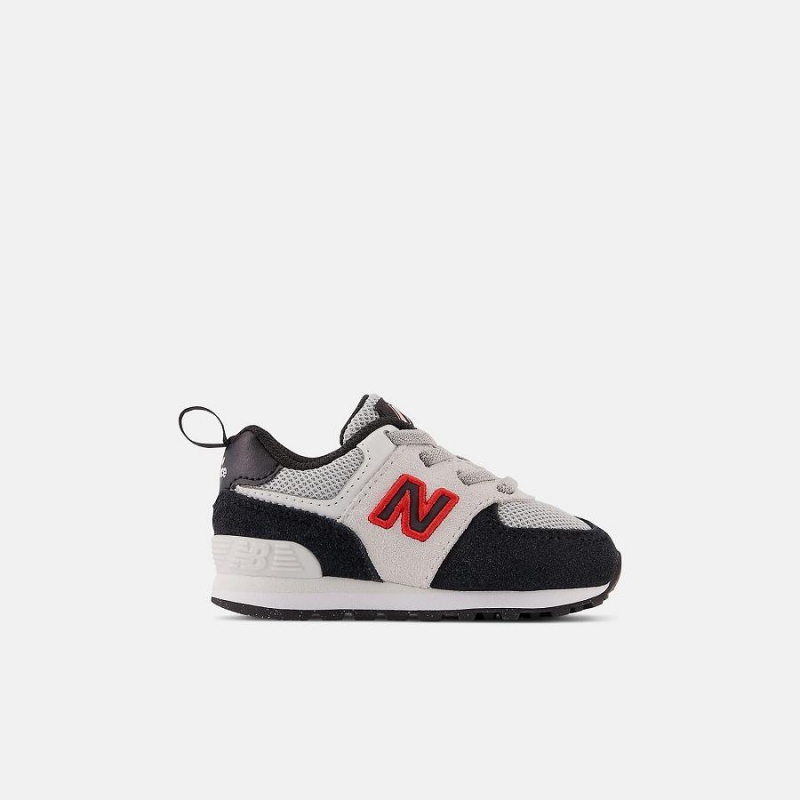 Zapatos New Balance 574 Bungee Lace Niños Negras Blancas | EC 1164VD