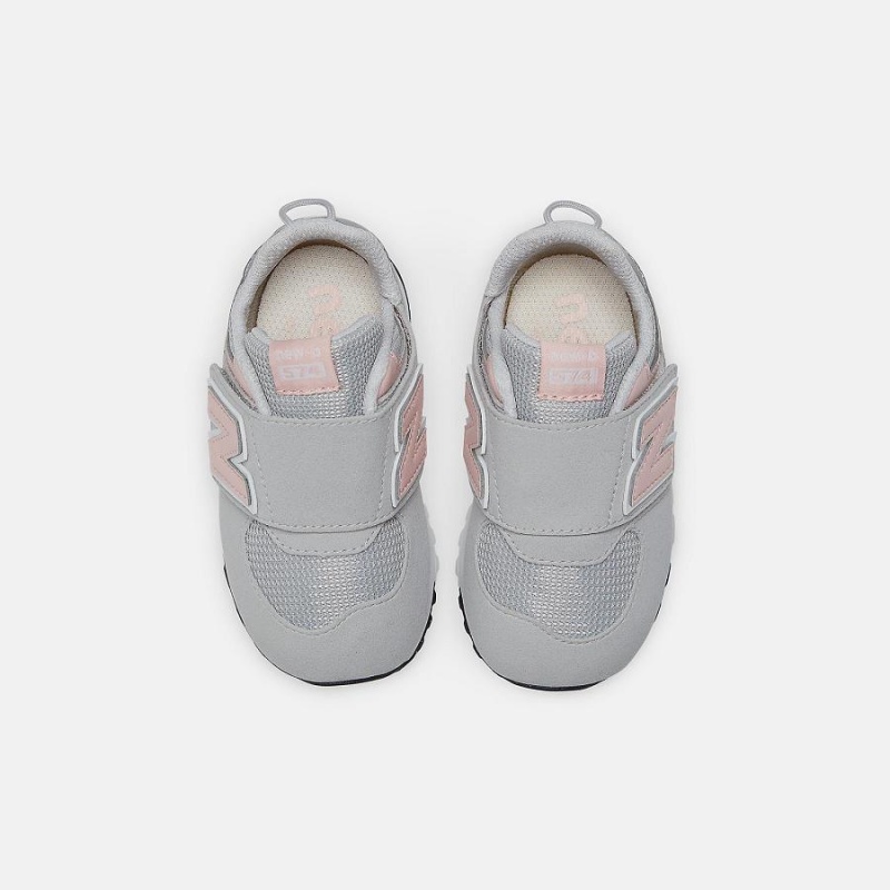 Zapatos New Balance 574 NEW-B Hook & Loop Niños Gris Rosas | EC 1169WY