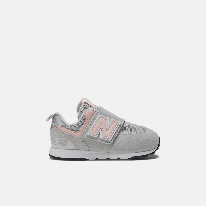 Zapatos New Balance 574 NEW-B Hook & Loop Niños Gris Rosas | EC 1169WY
